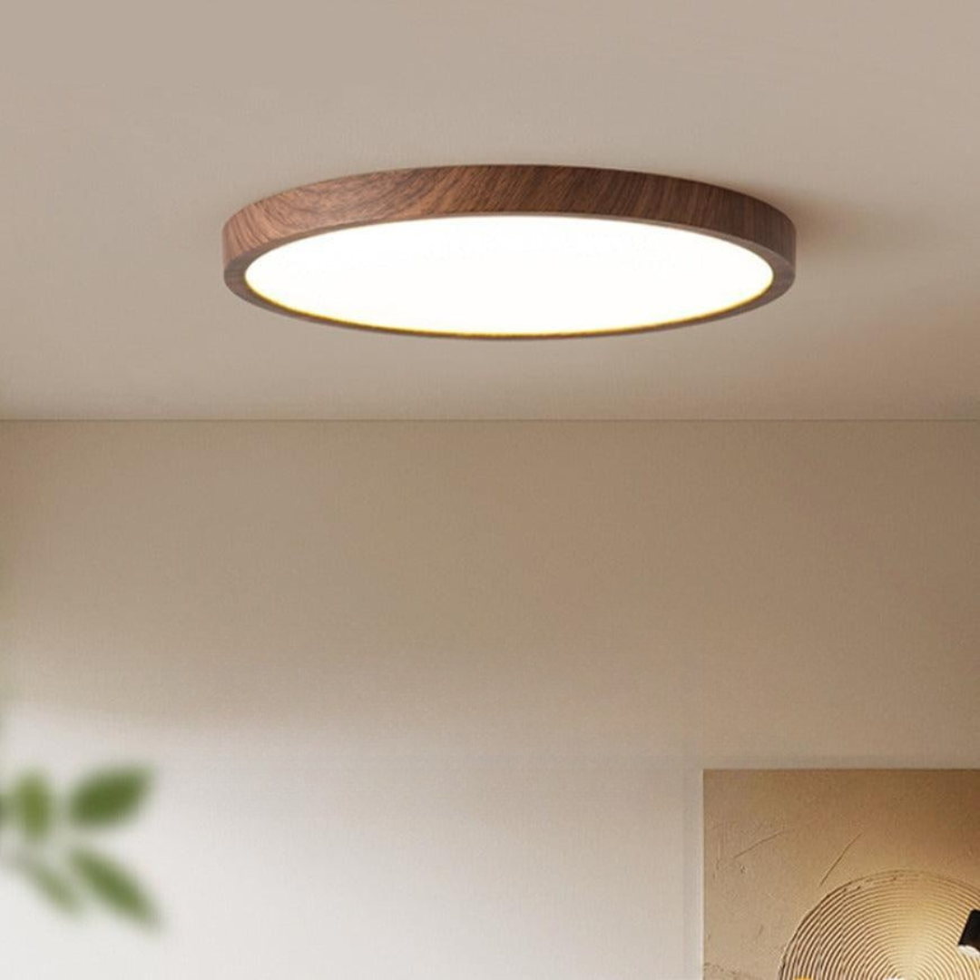 Ceiling Light Modern Round Flush Wood Tone