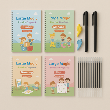Copybook for practicing alphabet number drawing and math skills