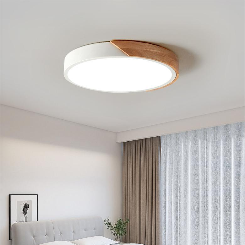 Cedar light wood LED modern flush mount