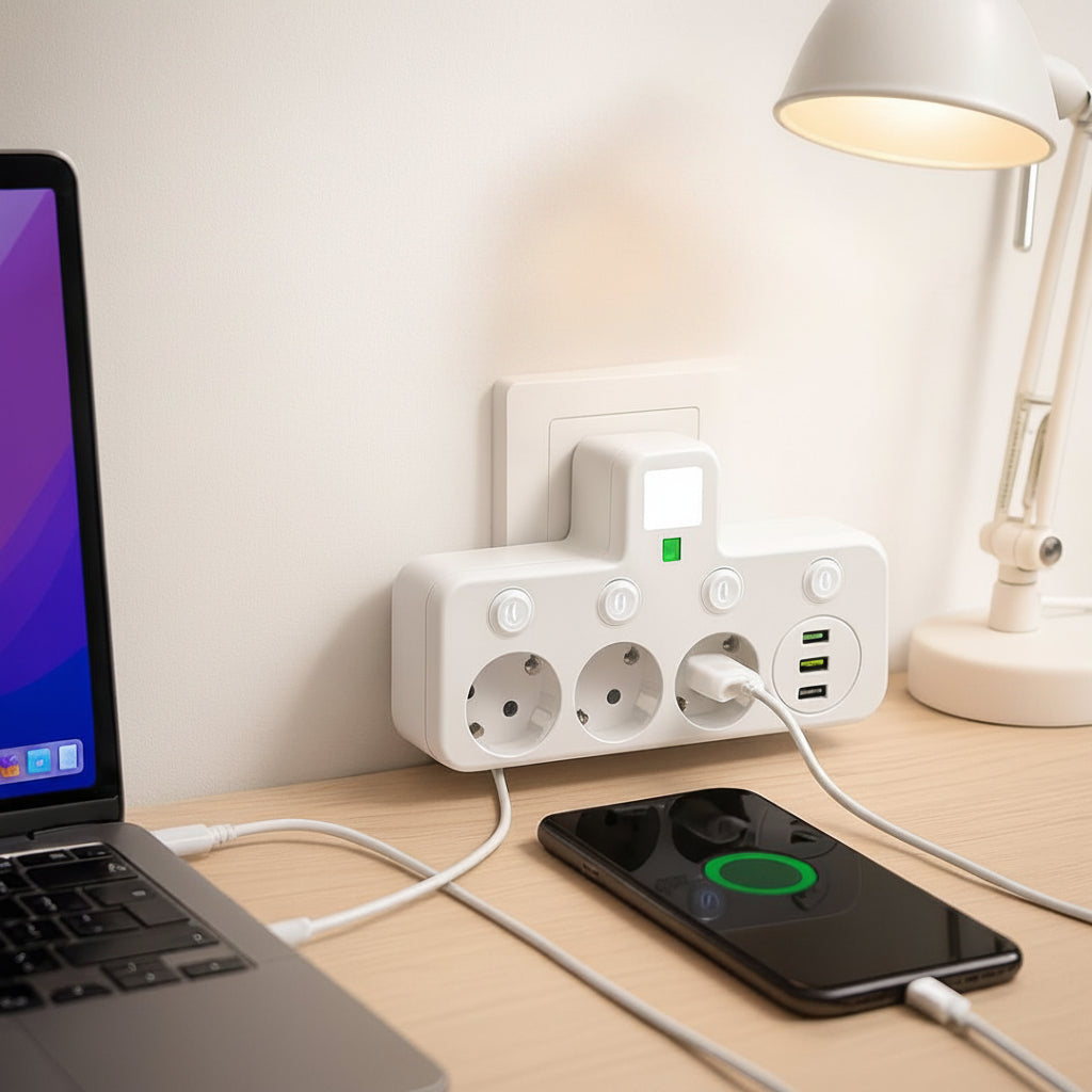 Power Strip with USB Outlets and Wall Mount Surge Protection