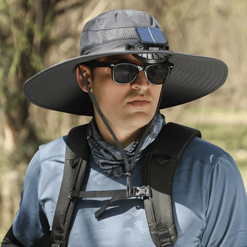 Solar Hat with Wide Brim and UV Protection for Fishing with USB Fan