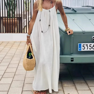 Casual Sleeveless Maxi Beach Dress with Spaghetti Straps