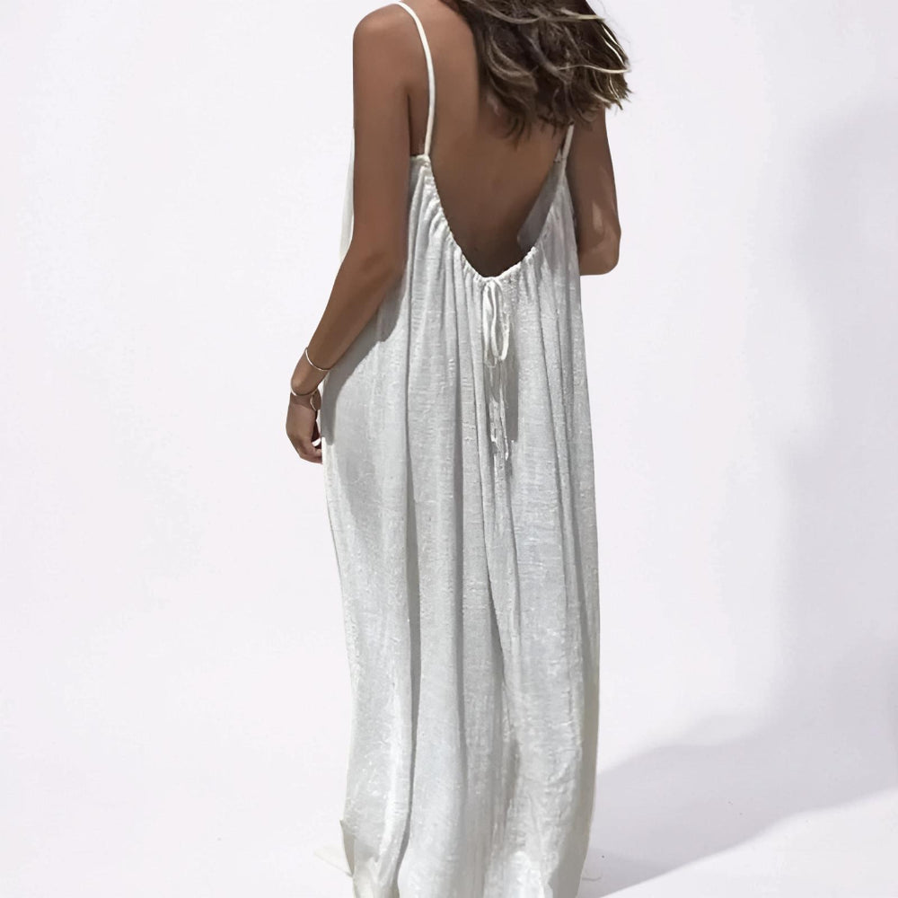 Casual Sleeveless Maxi Beach Dress with Spaghetti Straps