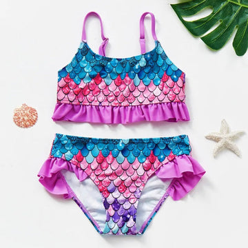 Swimsuit Bikini Set Kids Swimwear Floral Ruffle