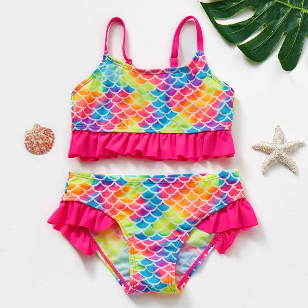 Swimsuit Bikini Set Kids Swimwear Floral Ruffle